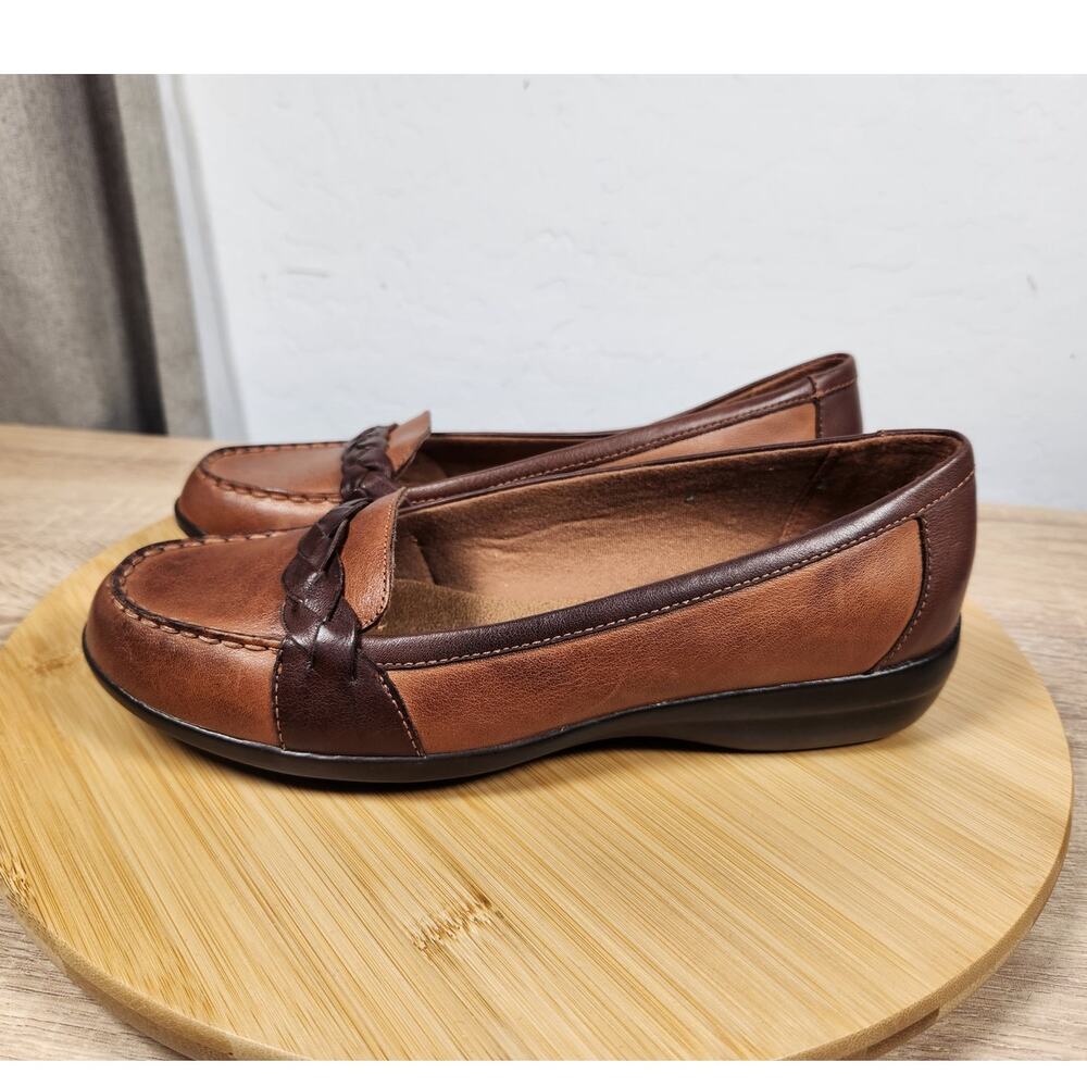 Clarks Cora Viola Size 7.5 Shoes Brown Slip-on Comfort Loafers Braided Detail - Picture 4 of 7